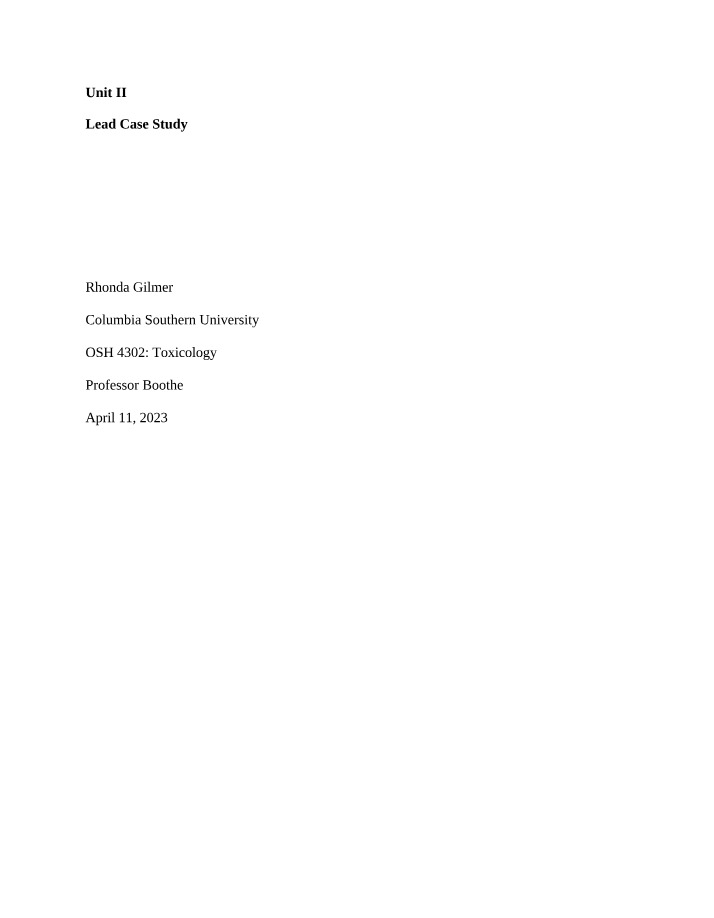 Lead Exposure Case Study