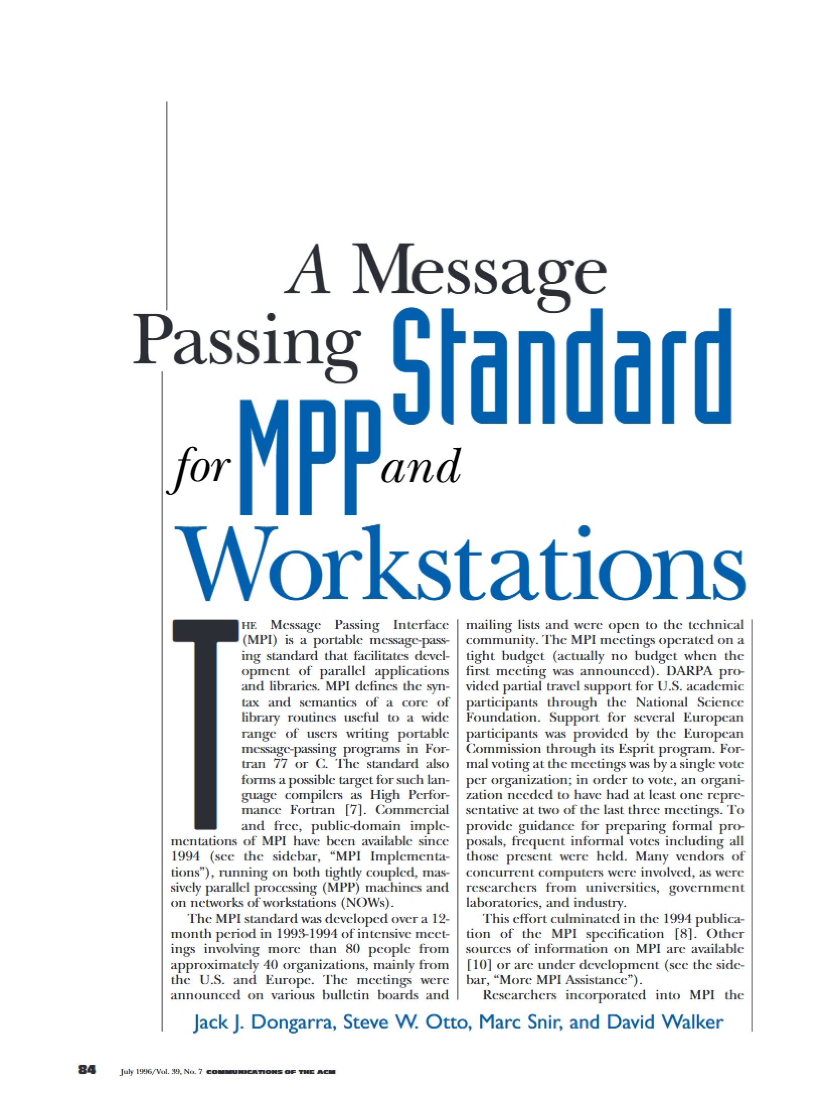 MPI Overview