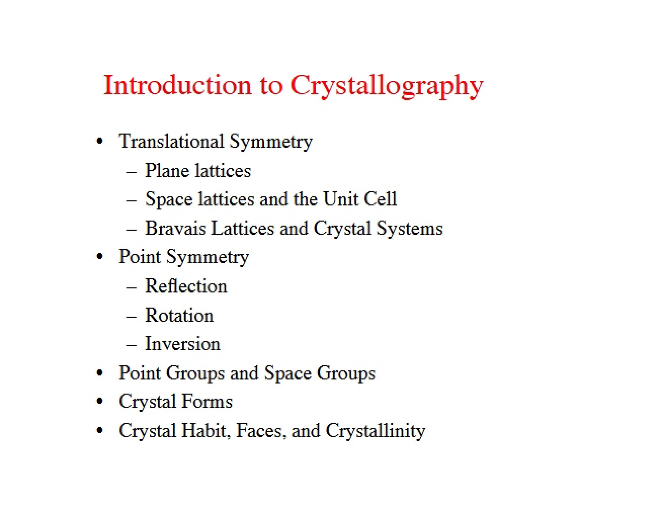 Crystallography Basics