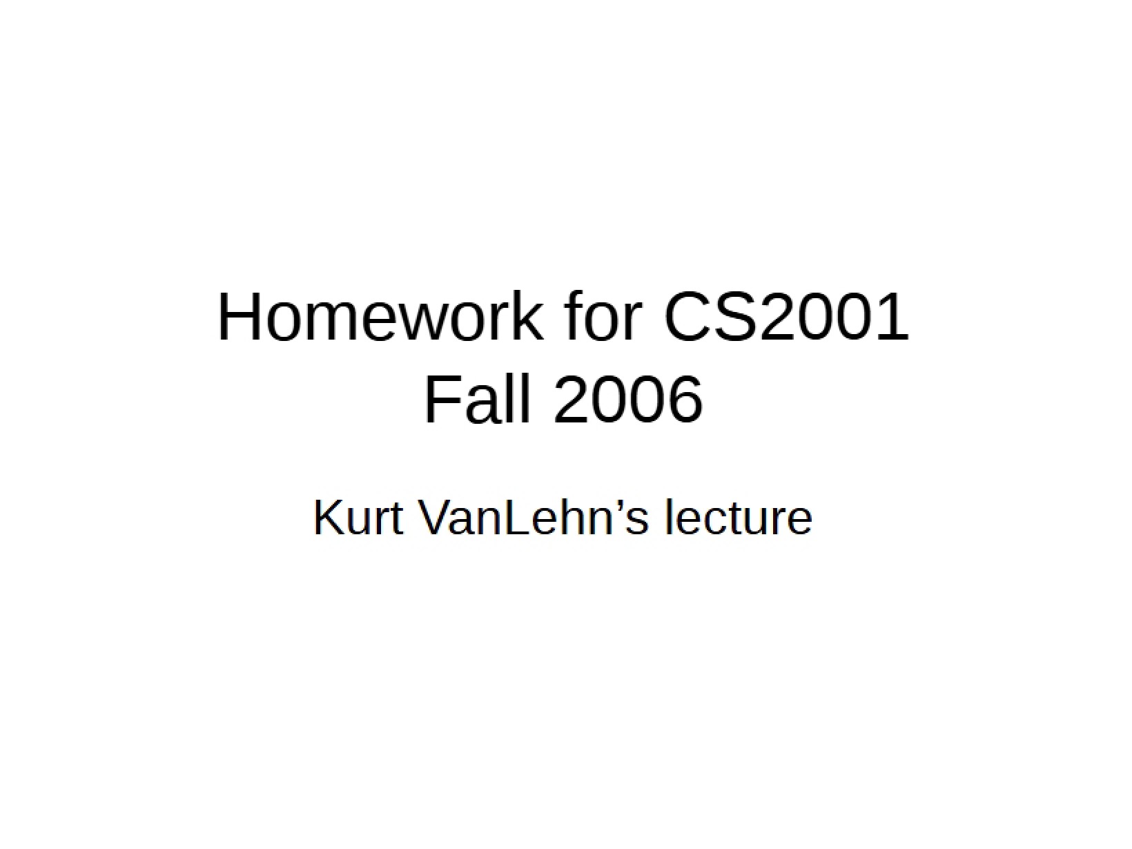CS 2001 Homework