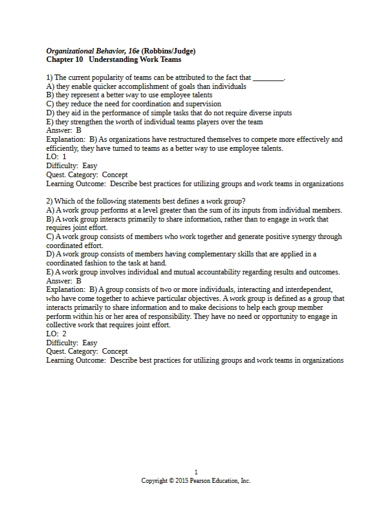 Chapter Ten Organizational Behavior