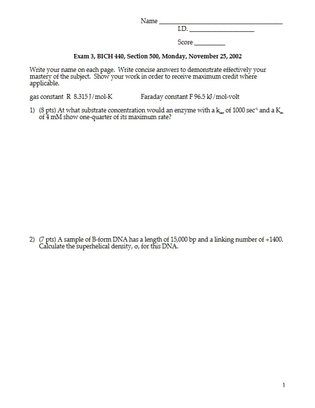 Third Test from the Second Section of Biochemistry I