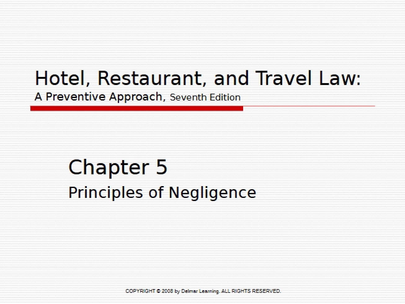 Law for Hospitality Industry Chapter Five