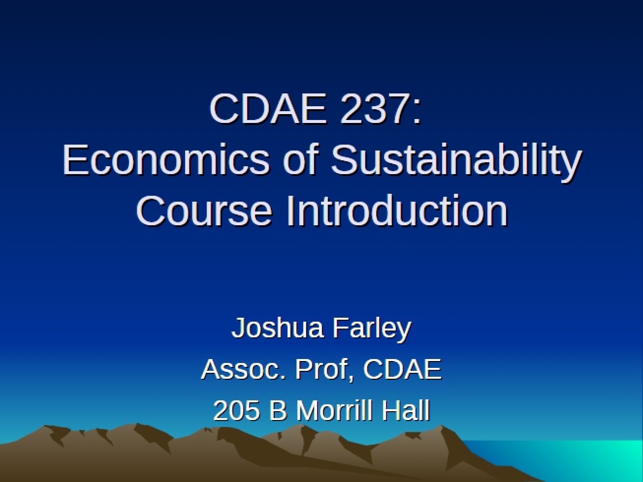 Foundations of Economics of Sustainability