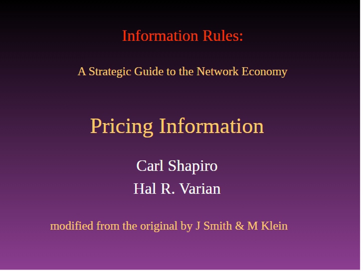 Information Pricing