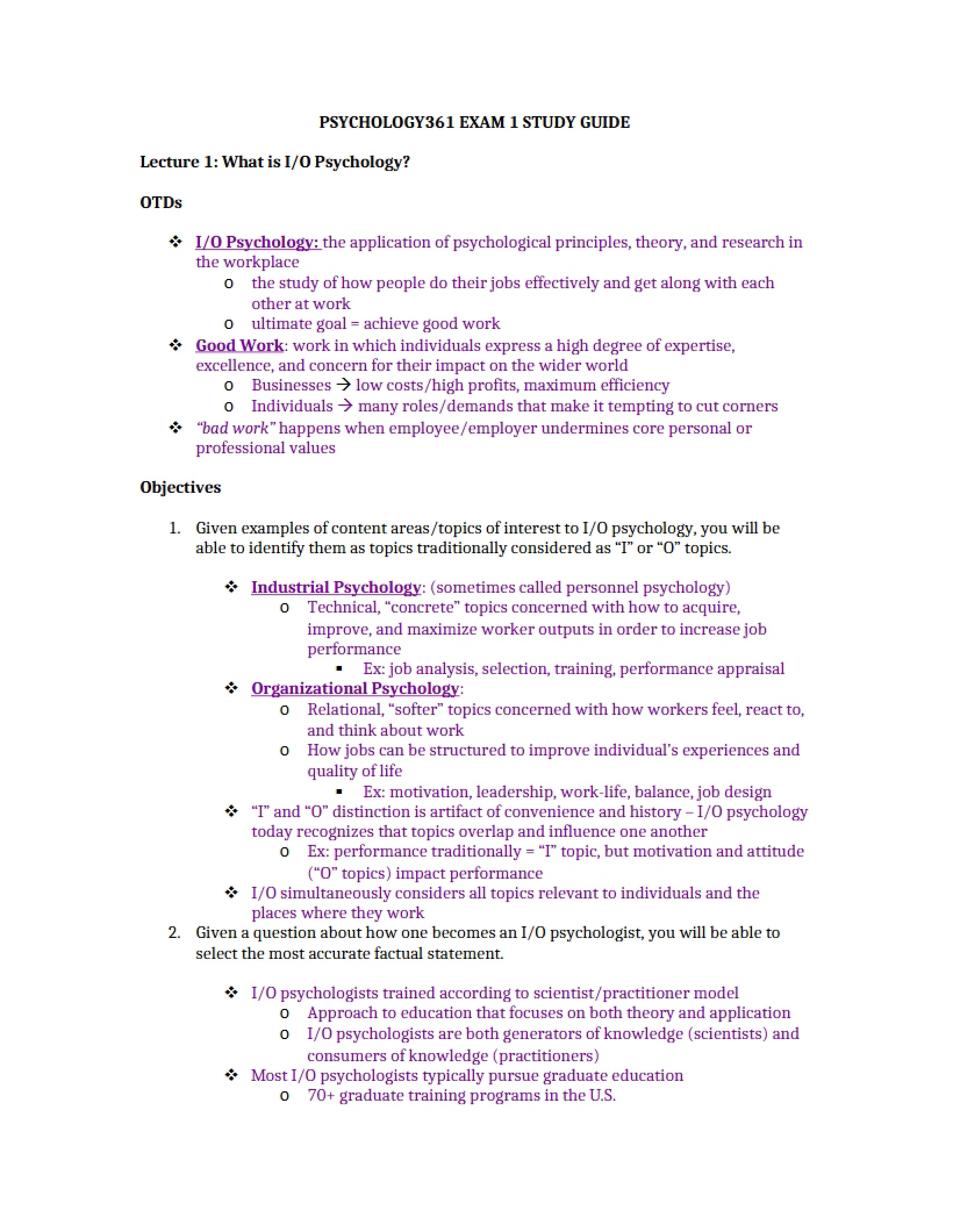 Guide for First Exam