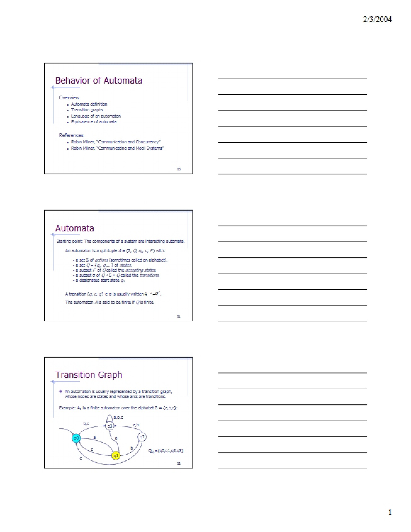 Behavior of Different Types of Automata