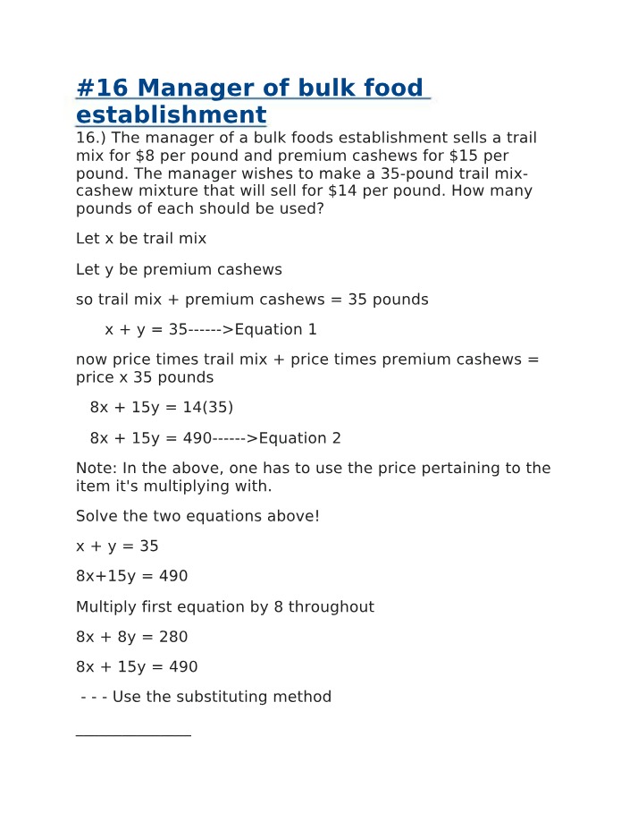 Bulk Food Establishment Management
