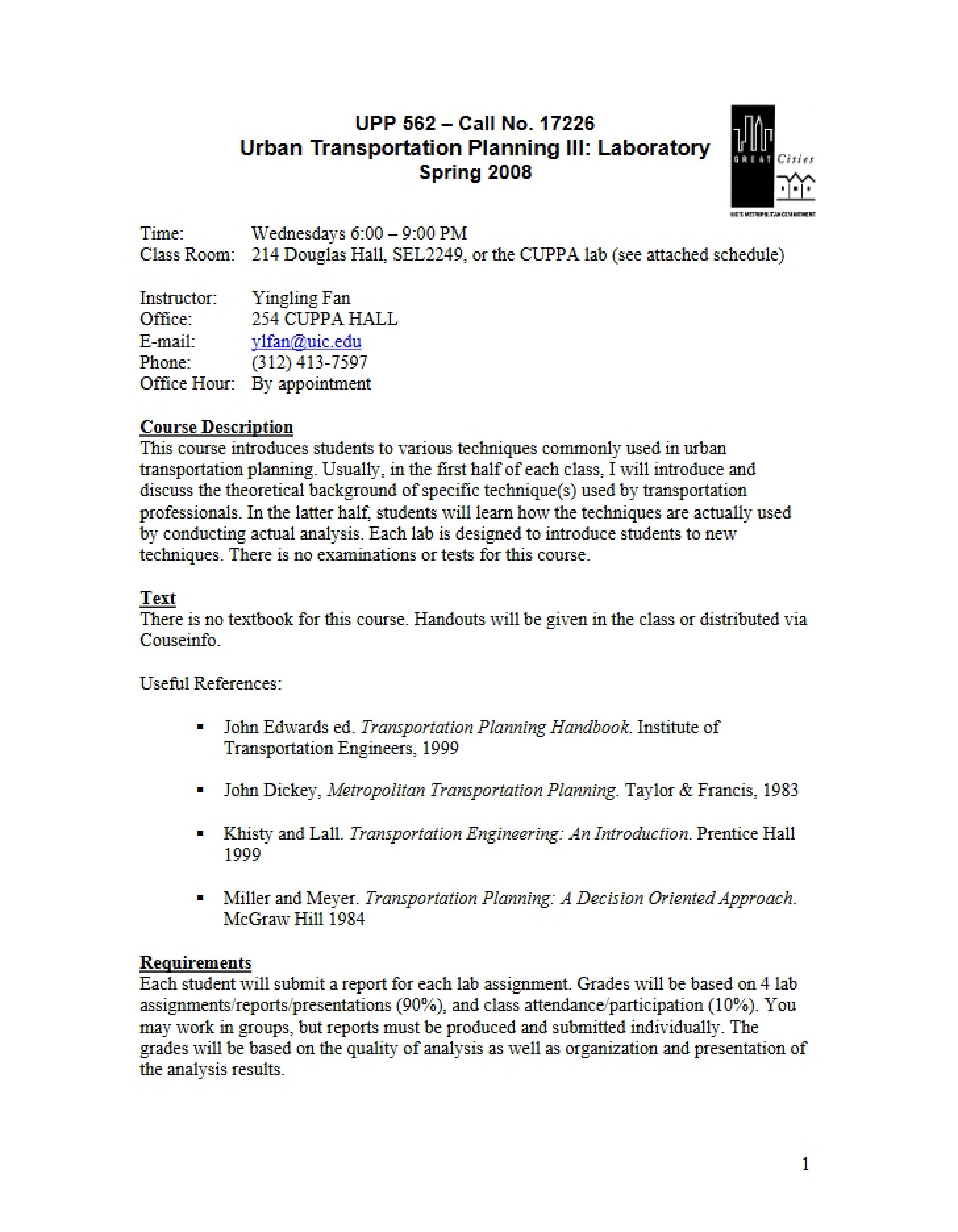Laboratory Transportation Planning III