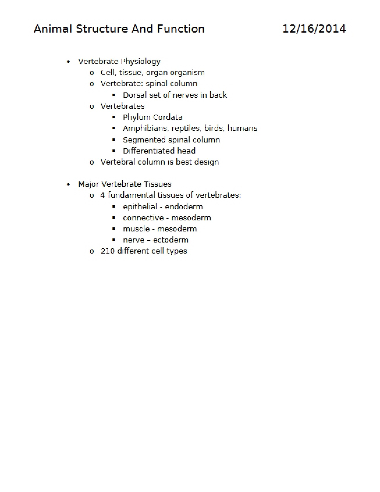 Function and Structure of Animals