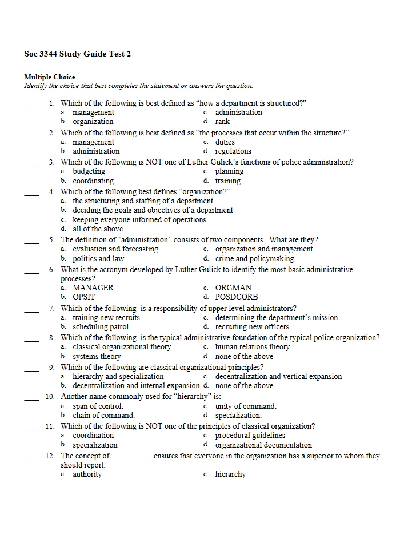 Exam Study Sheet