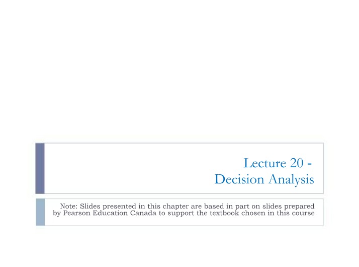 Decision Analysis Lecture 20