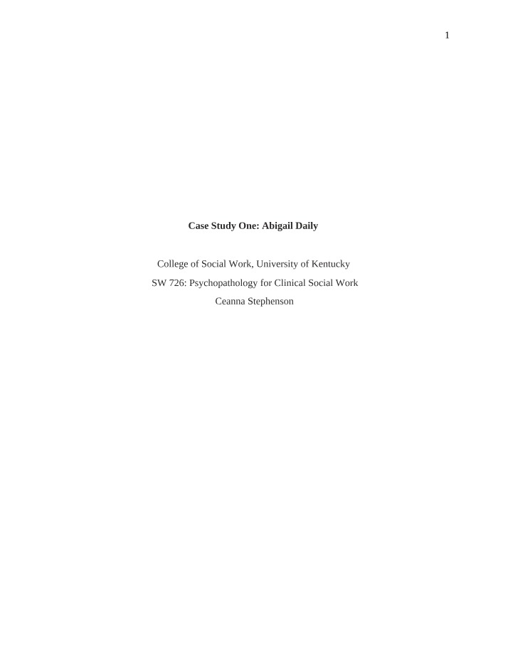 SW726 Case Study 1 - Narrative