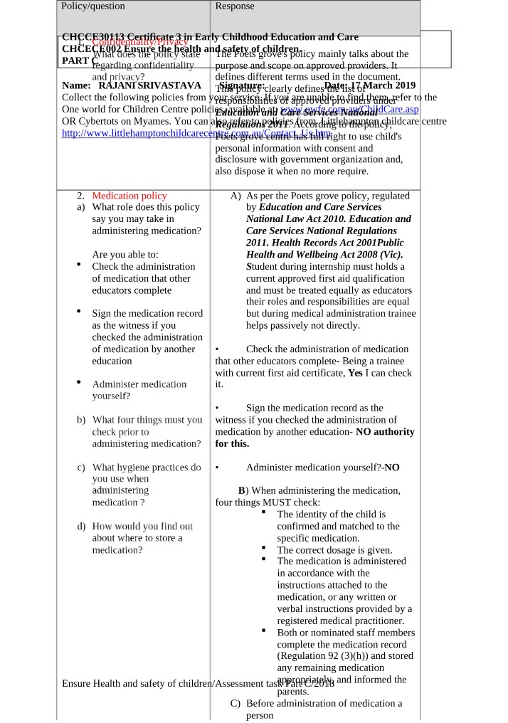 Early Childhood Education Confidentiality and Privacy Policy