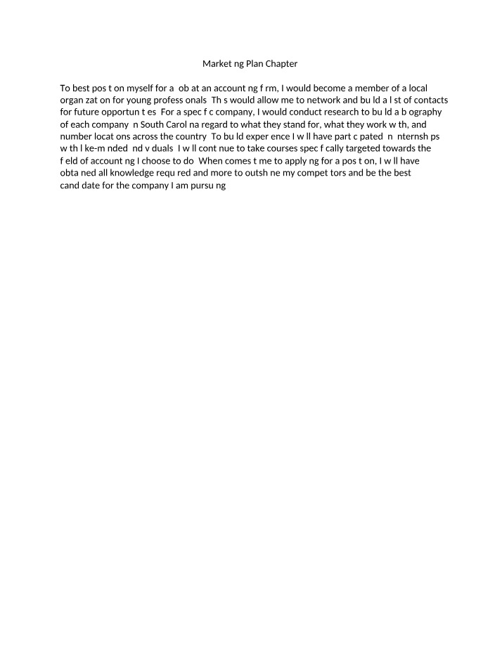 Chapter 7 Marketing Plan
