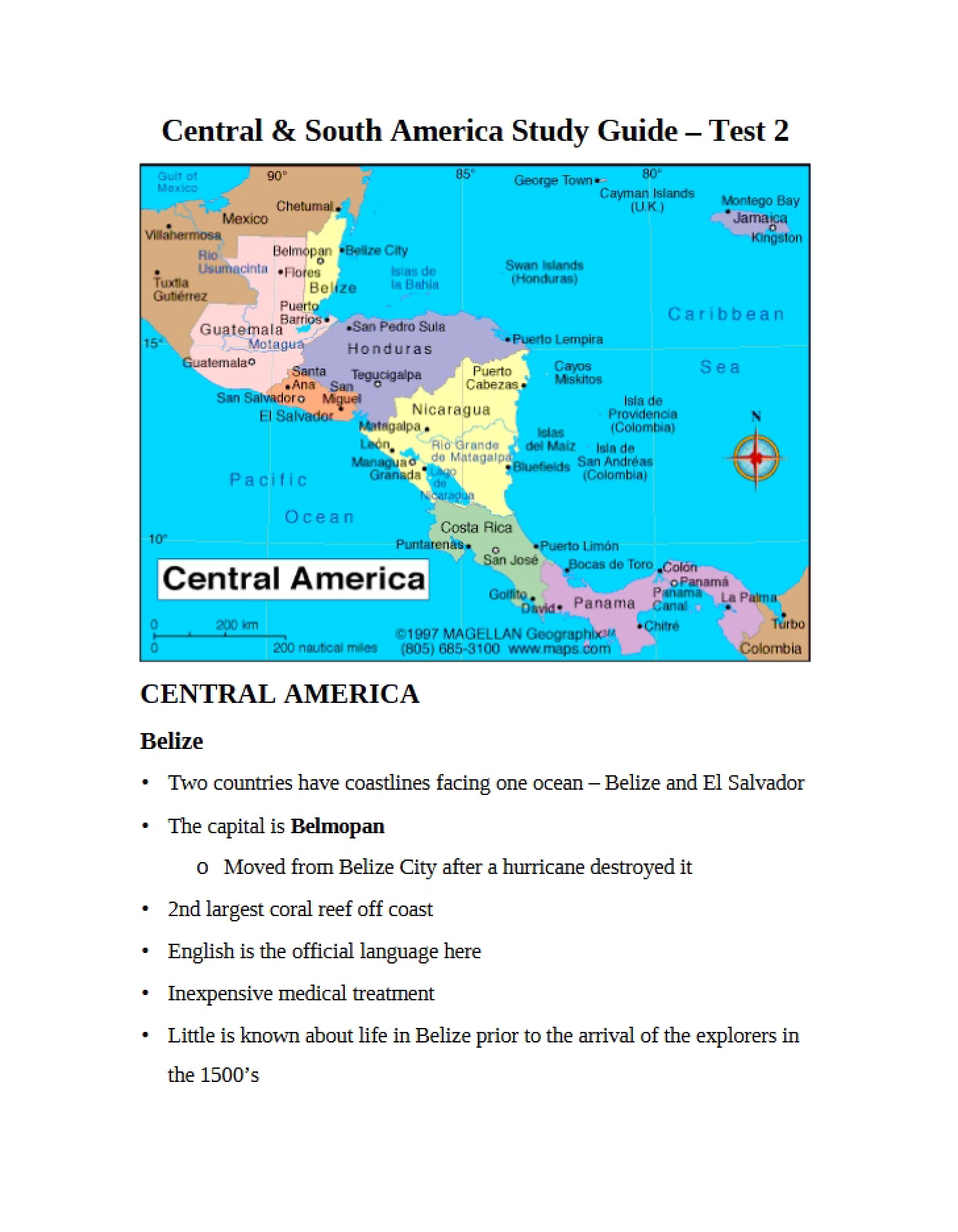 Exam 2 Prep Central and South American Regions