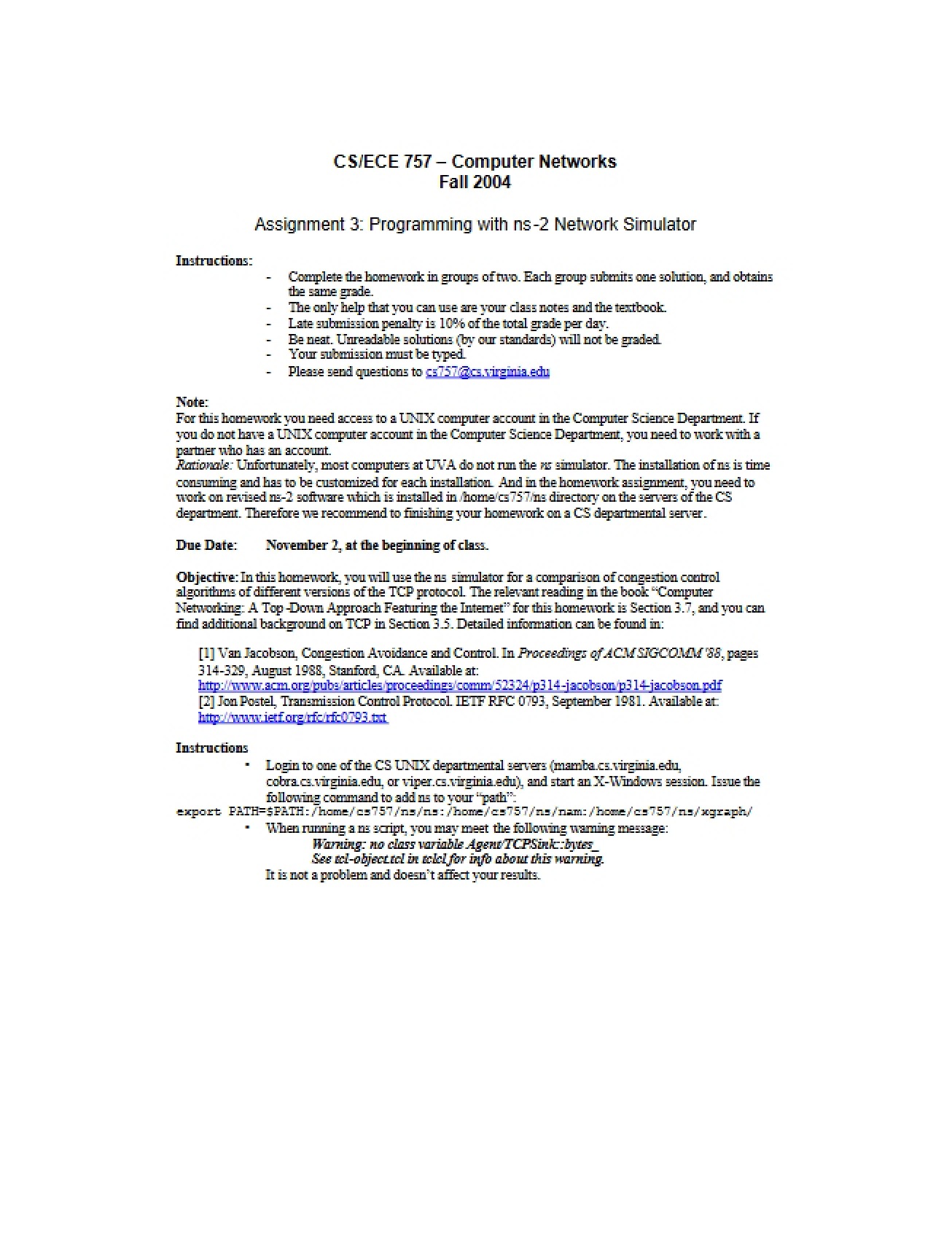 Computer Networks (CS-ECE 757)