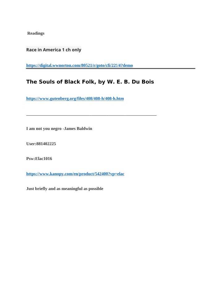 Exploring Race - The Souls of Black Folk and I Am Not Your Negro
