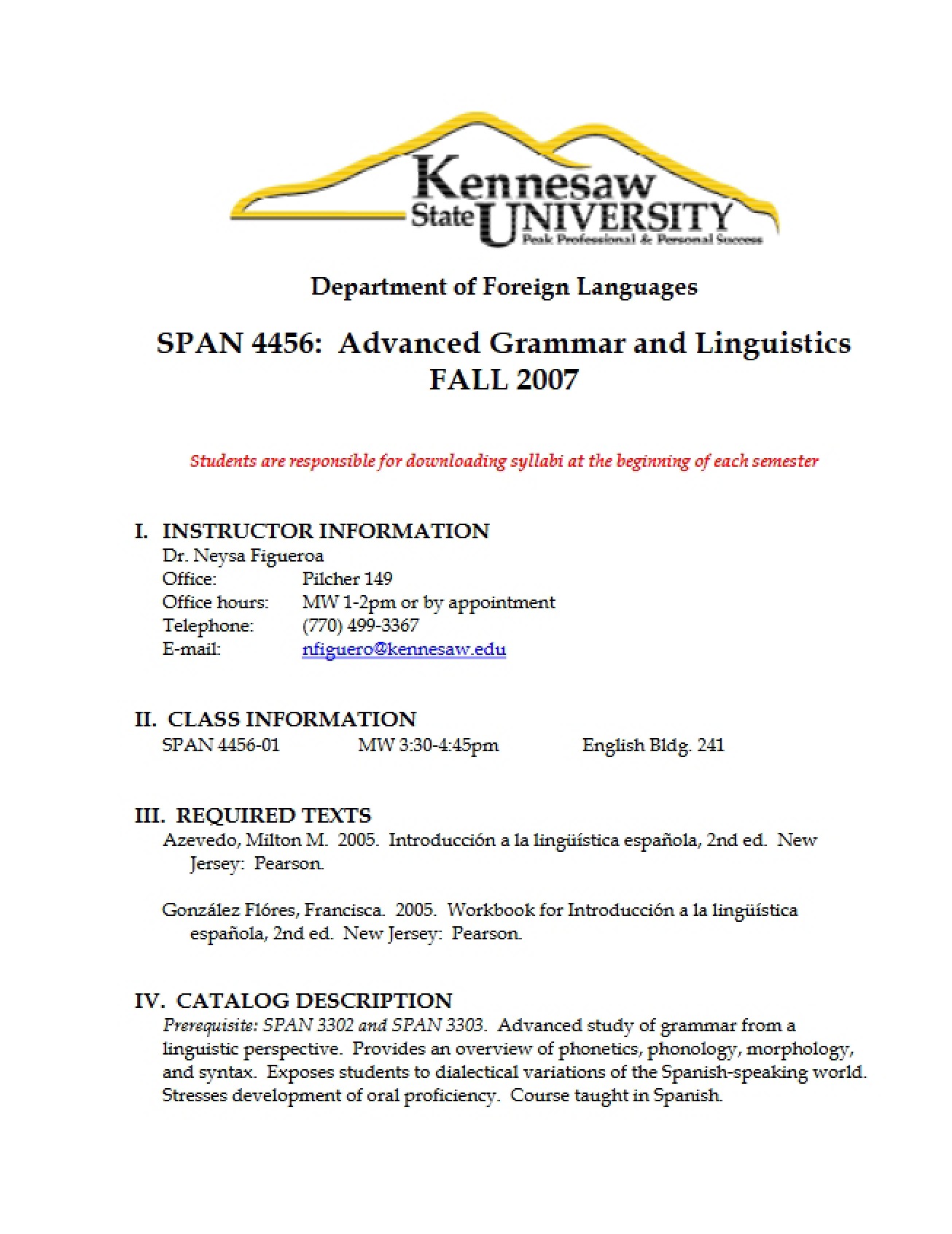 Syllabus and Policies for Advanced Linguistics