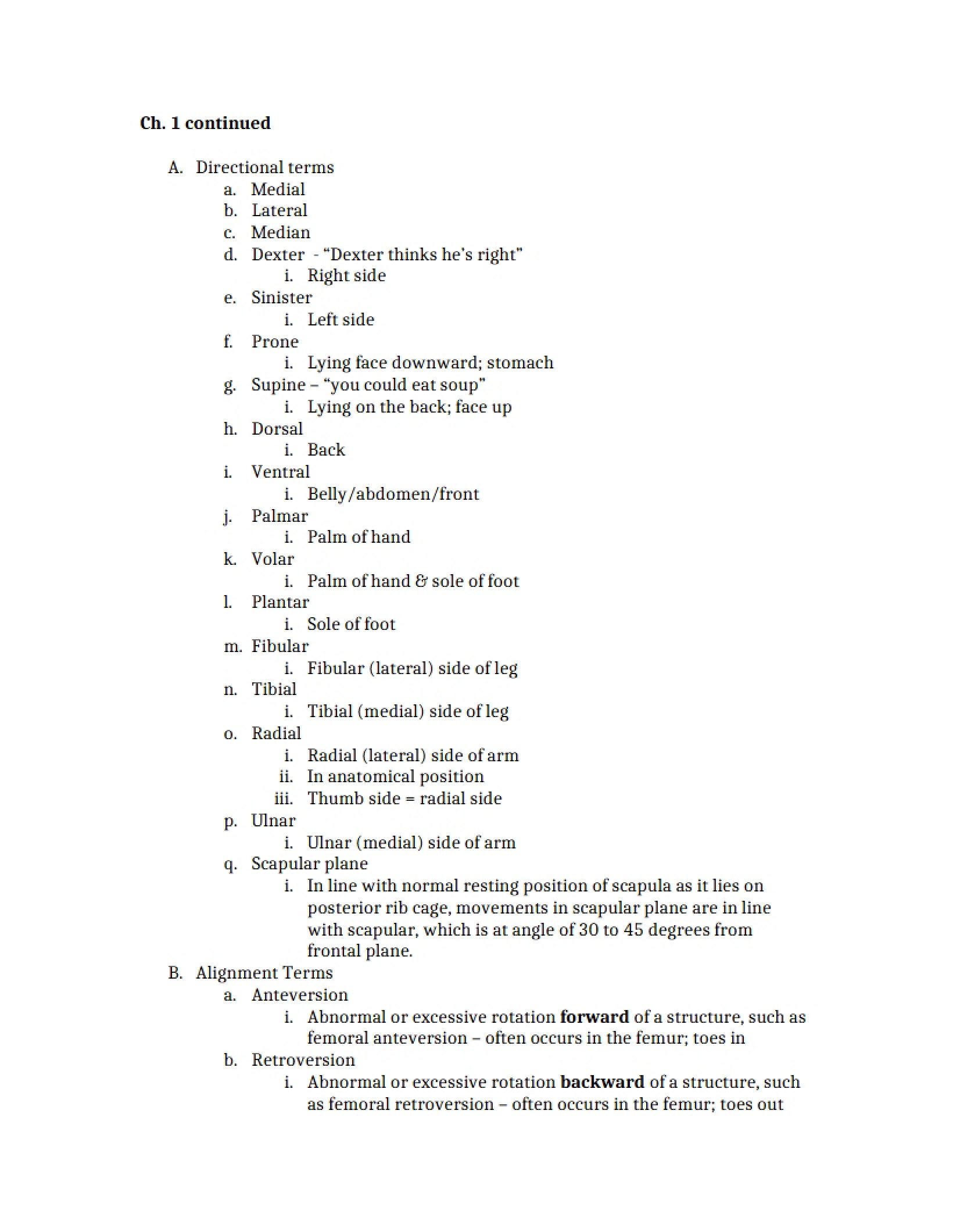 Kinesiology Class Notes