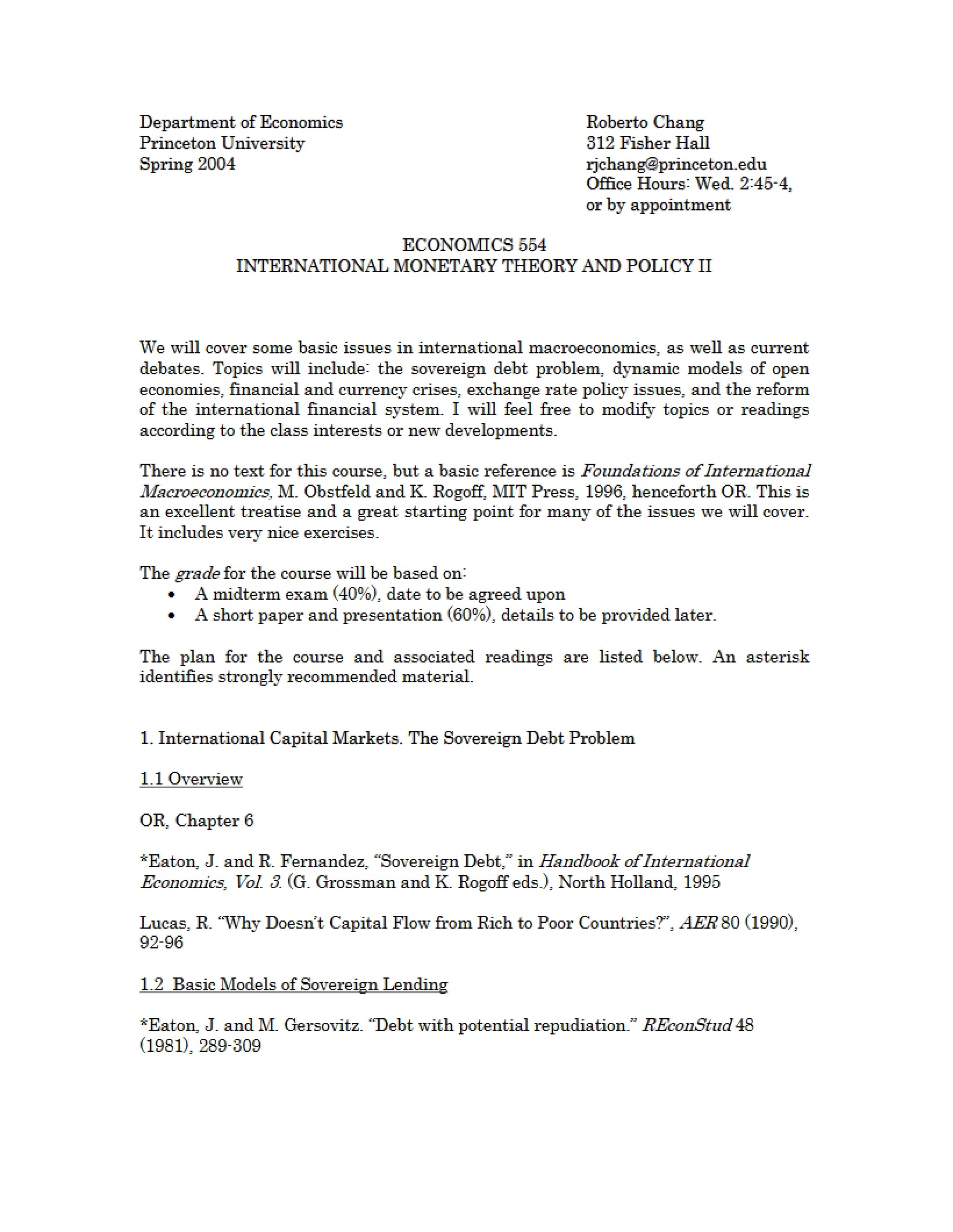 Economic Development Syllabus