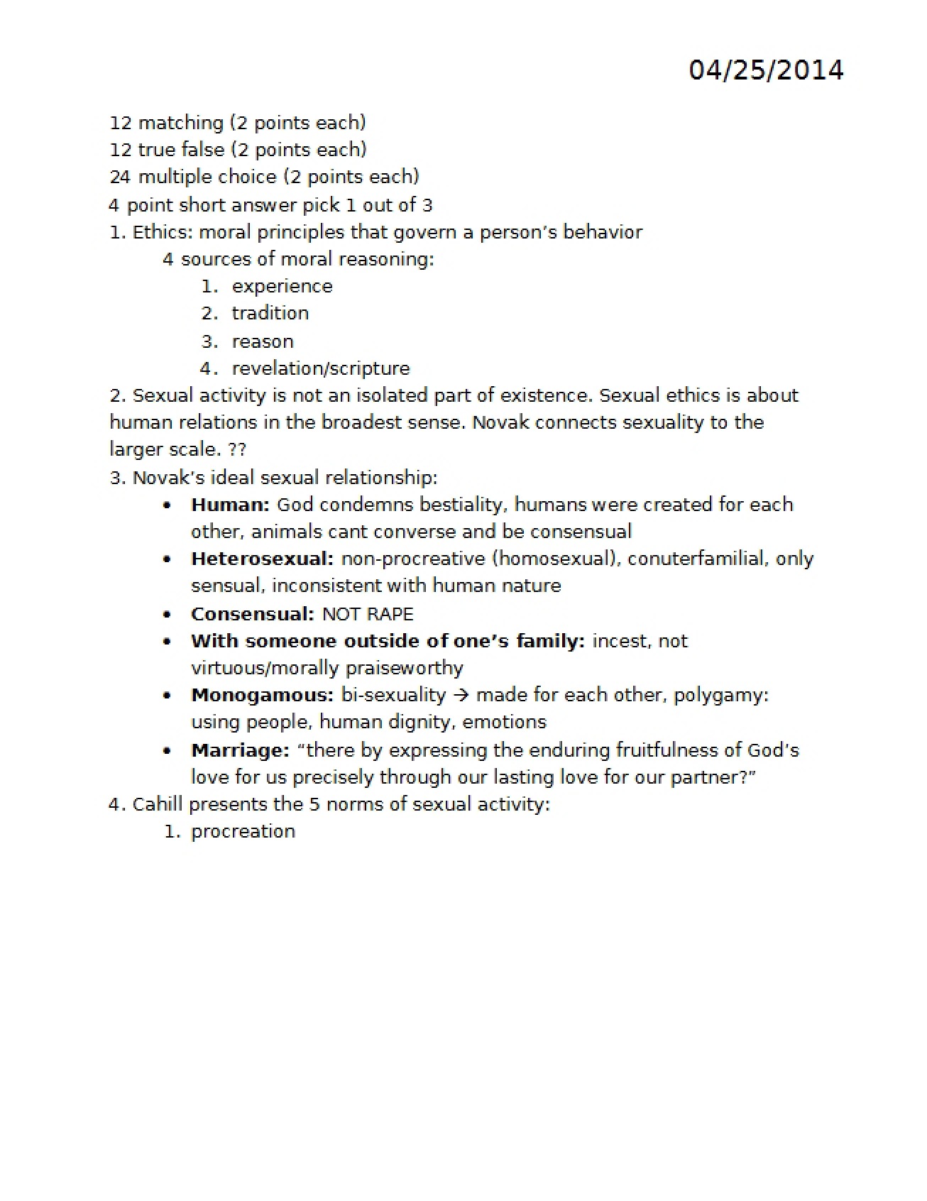 Notes on Religious Ethics