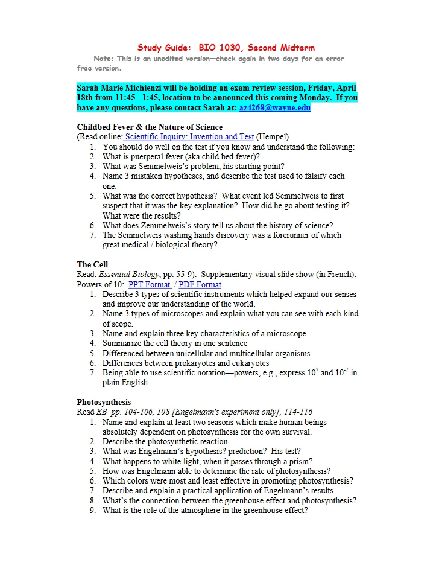 Guide for Studying
