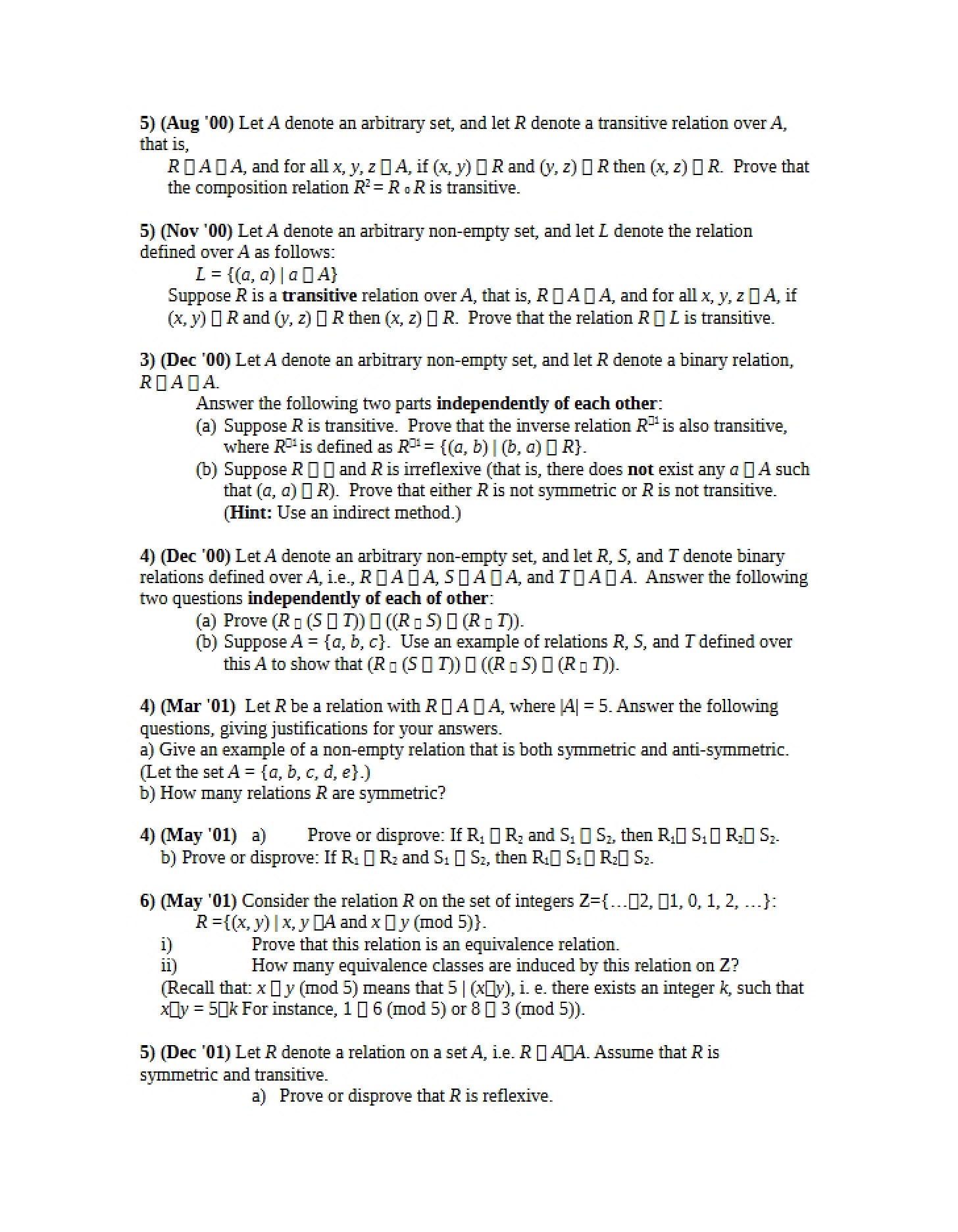 Functions and Relations