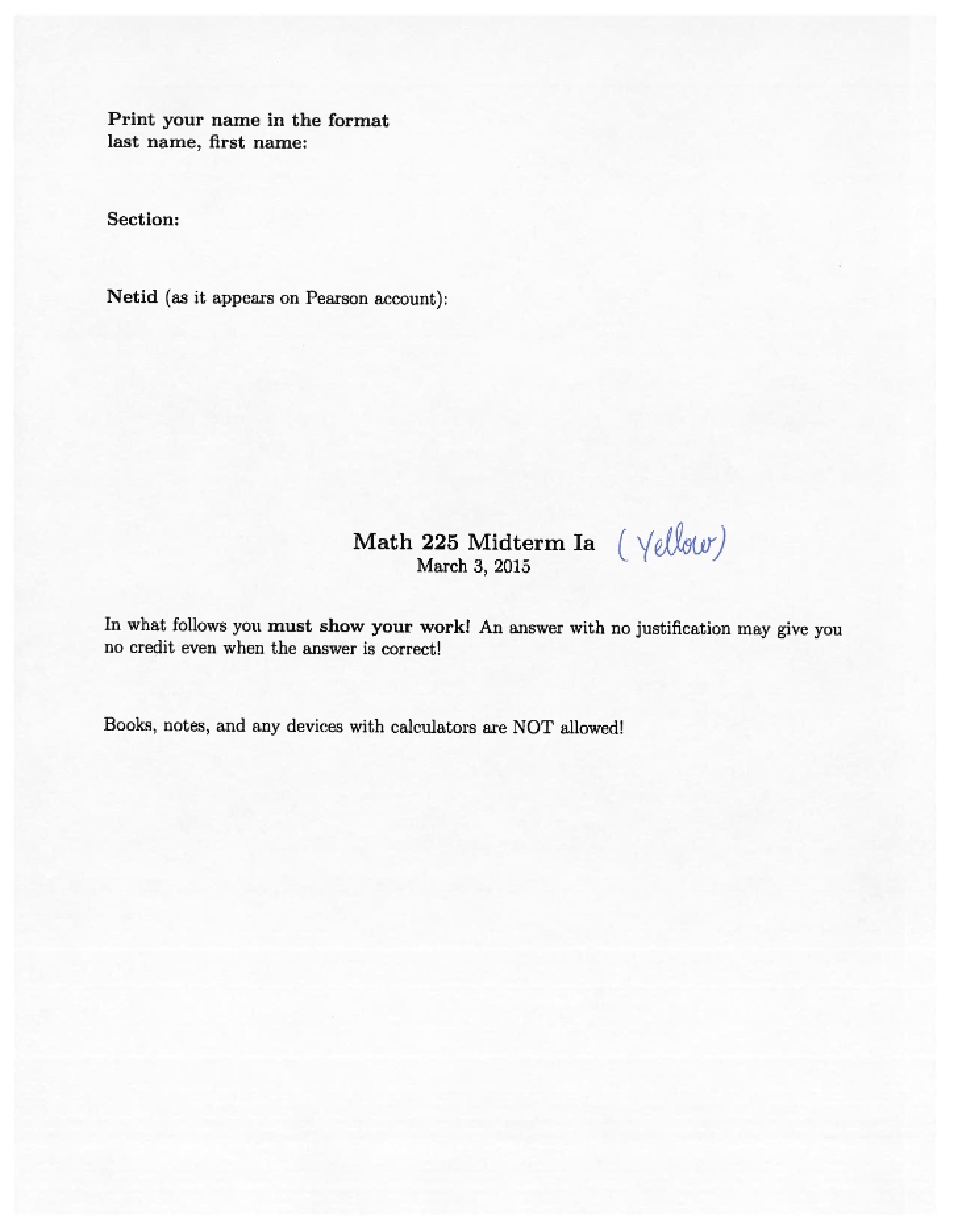 Solution Key Midterm 115A