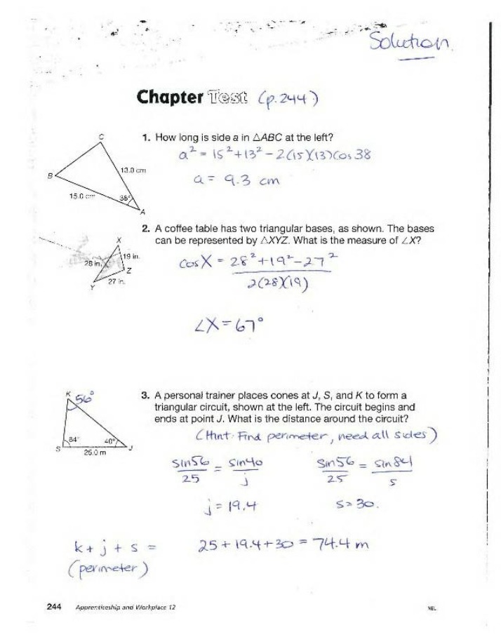 Review Key for Chapter Test