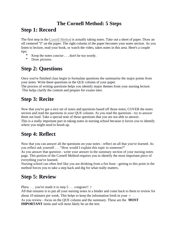 Effective Note-Taking and Exam Prep - The 5-Step Cornell Method