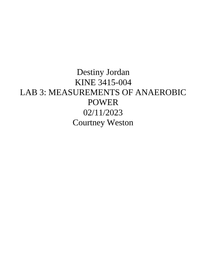 Anaerobic Power Measurements - Lab 3