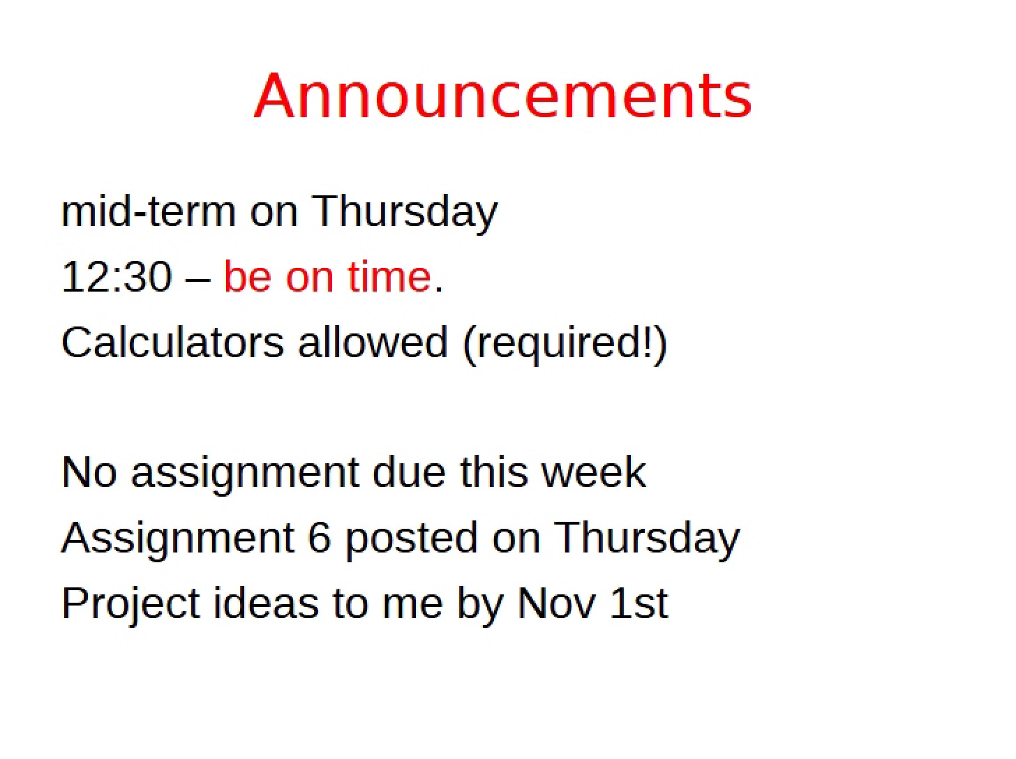 Class Announcements