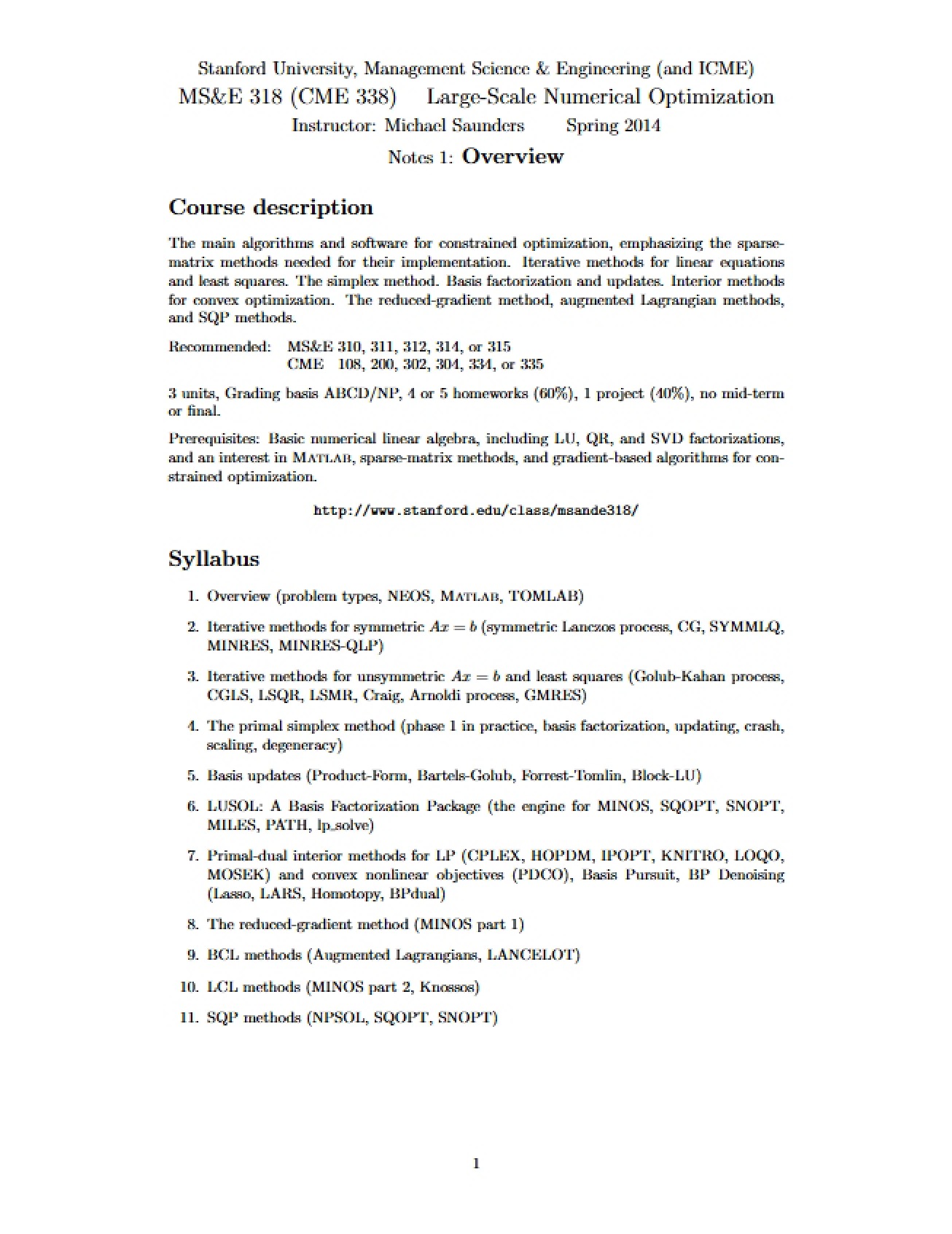 First Notes An Overview of Numerical Optimization