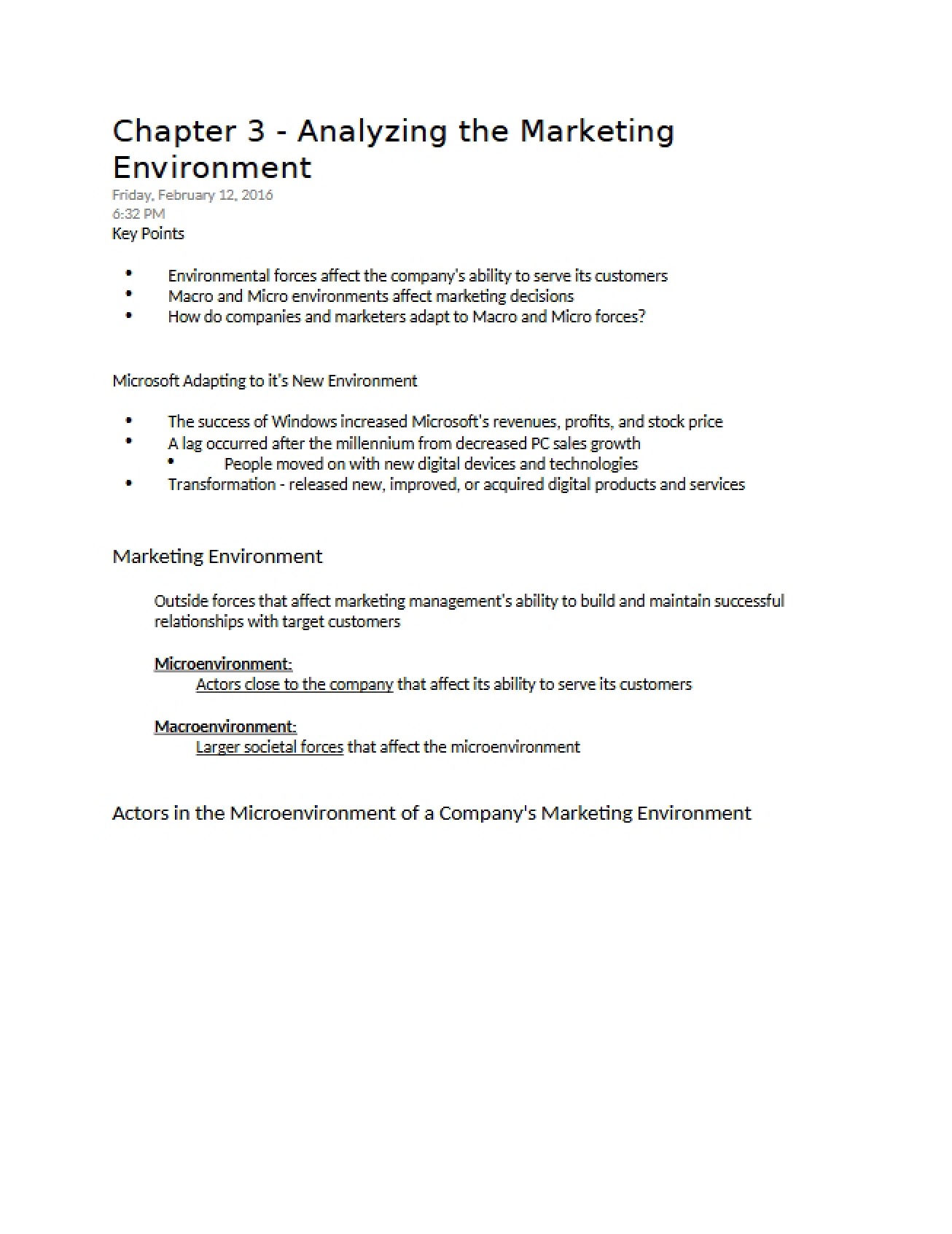 Third Chapter Analyzing the Environment of Marketing