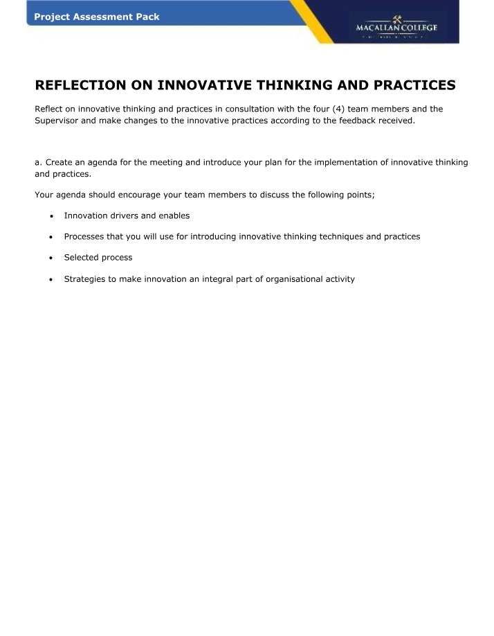 Assessment Pack for Project
