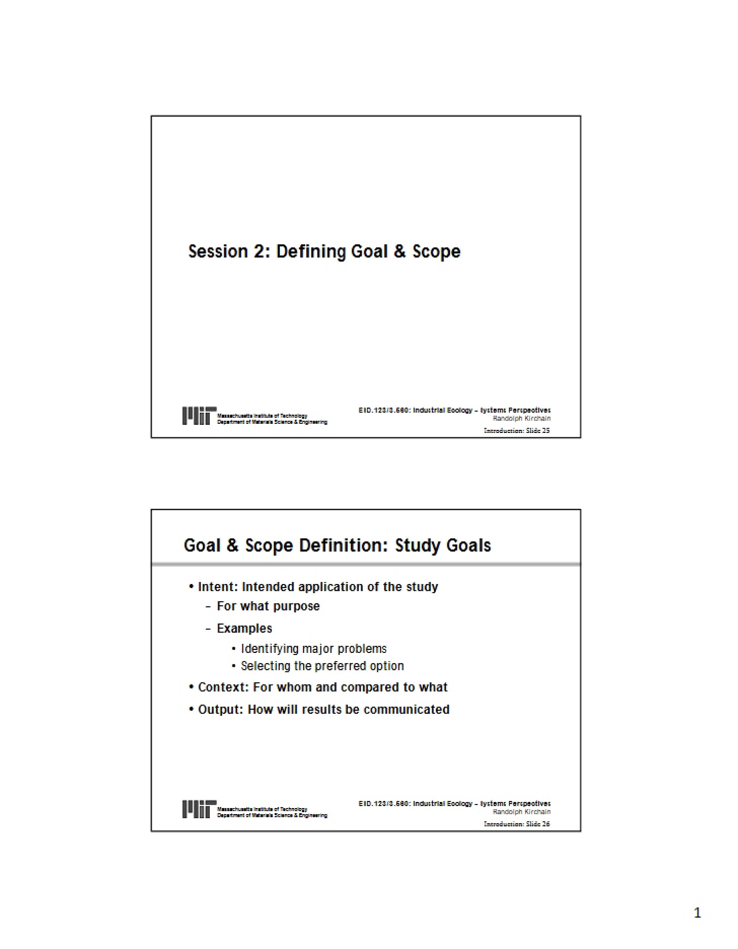 Scope and Goal Definition