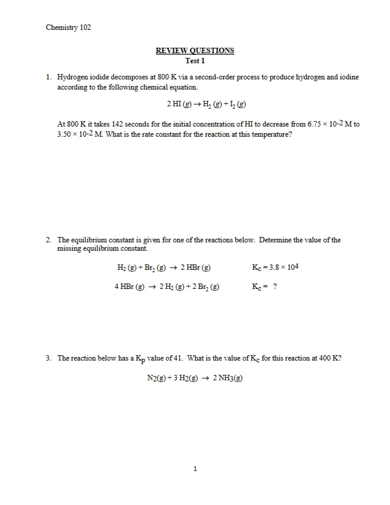 Review for Test One