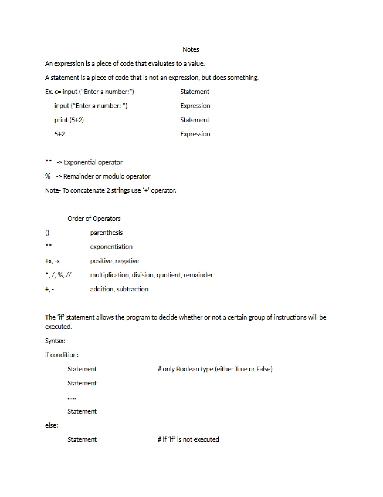 Notes Introduction to Loops