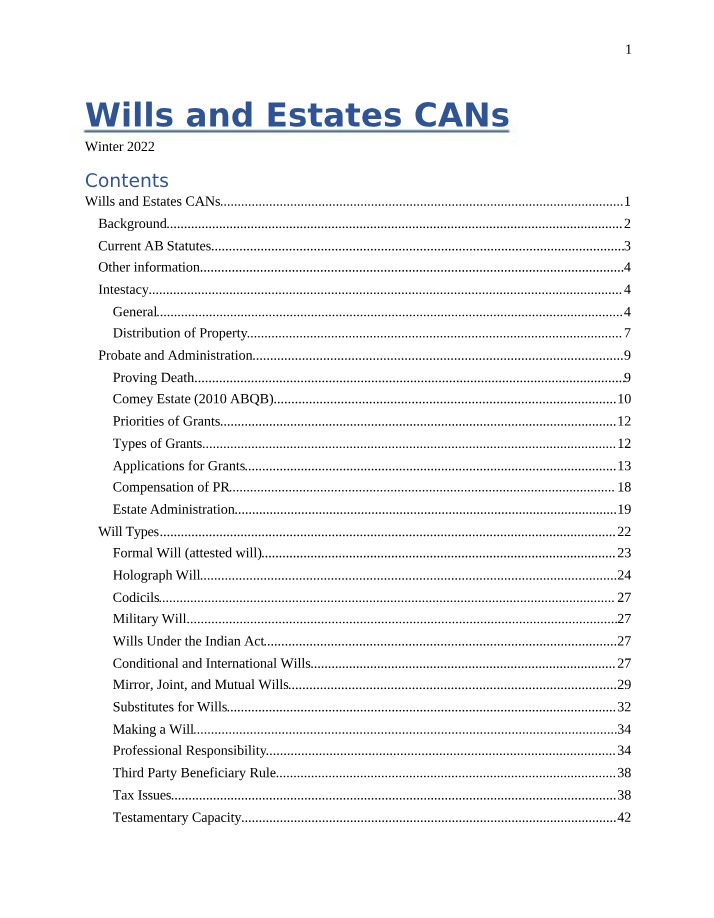 Winter Wills and Estates CANs