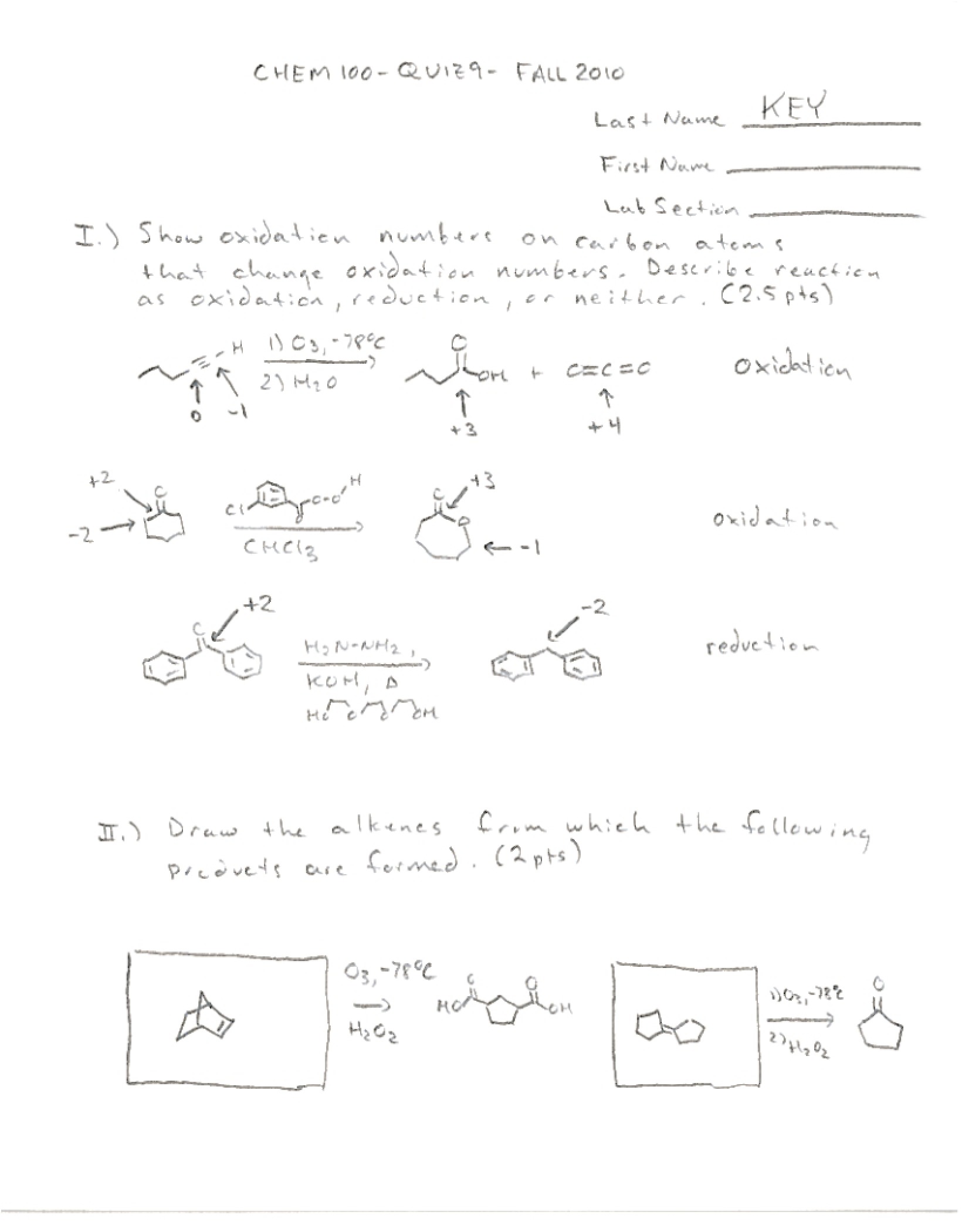 Key for Quiz 9