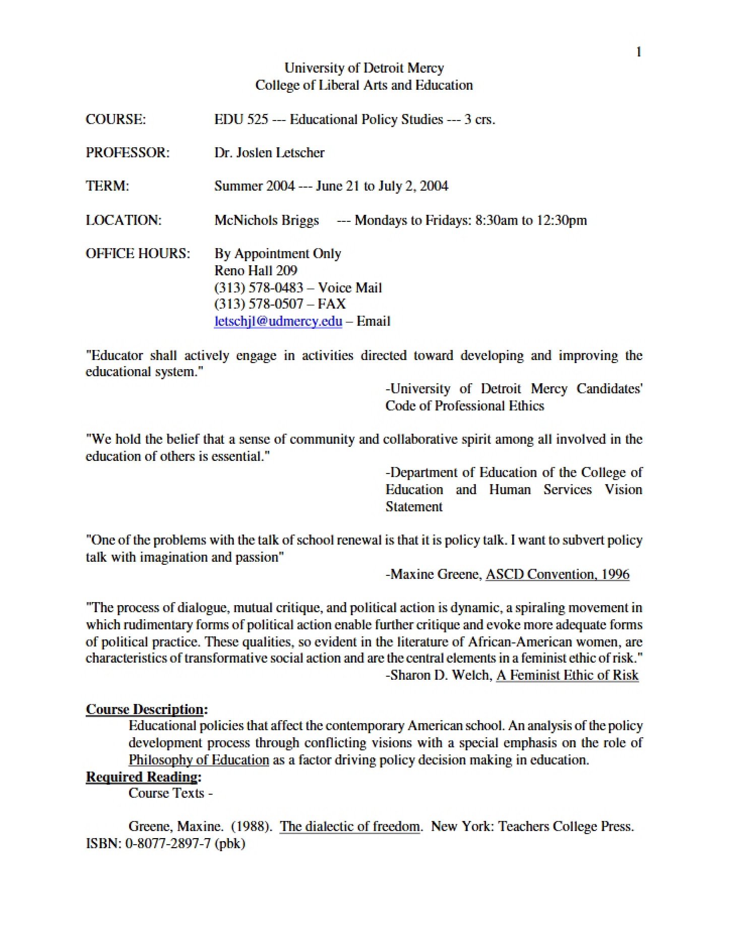Class Syllabus