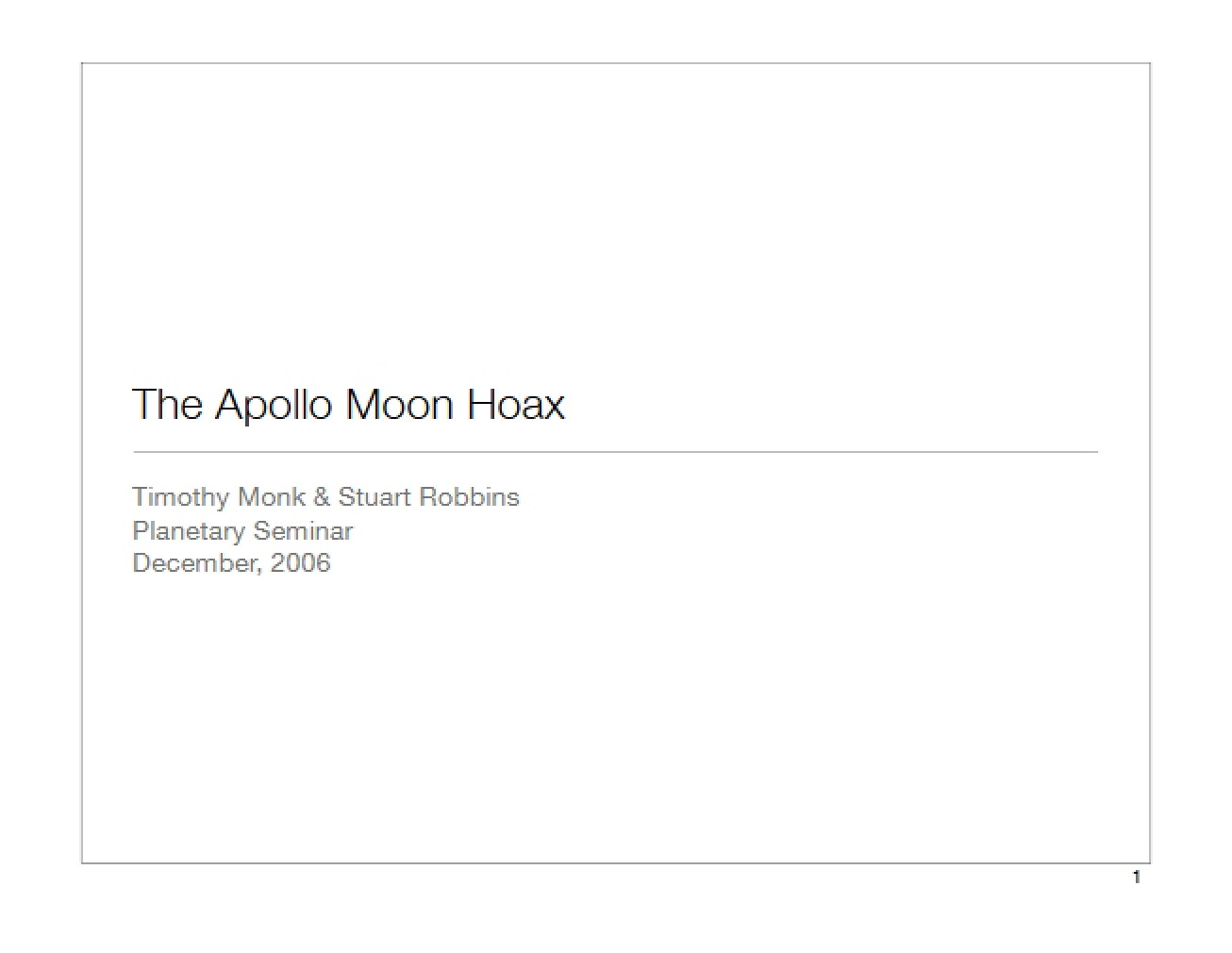 Overview of the Apollo Moon Hoax
