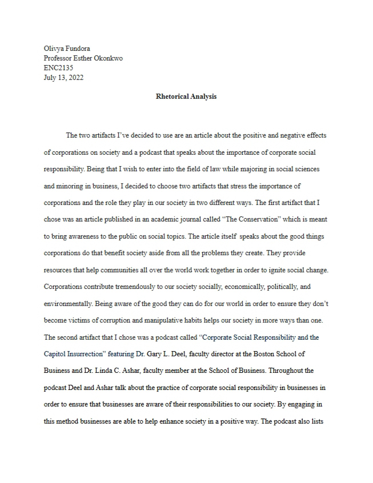 Guide to Rhetorical Analysis