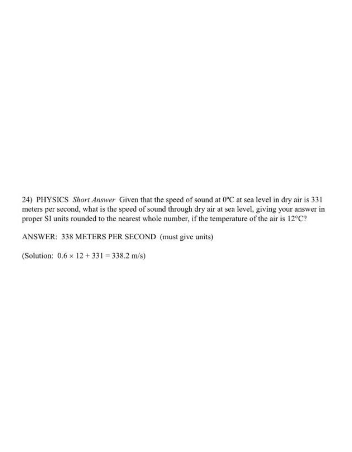 Speed of Sound in Dry Air at Sea Level Calculation