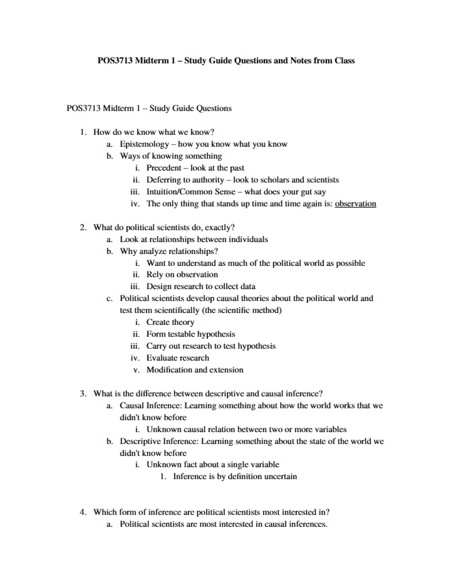 Questions for Midterm 1 Study Guide