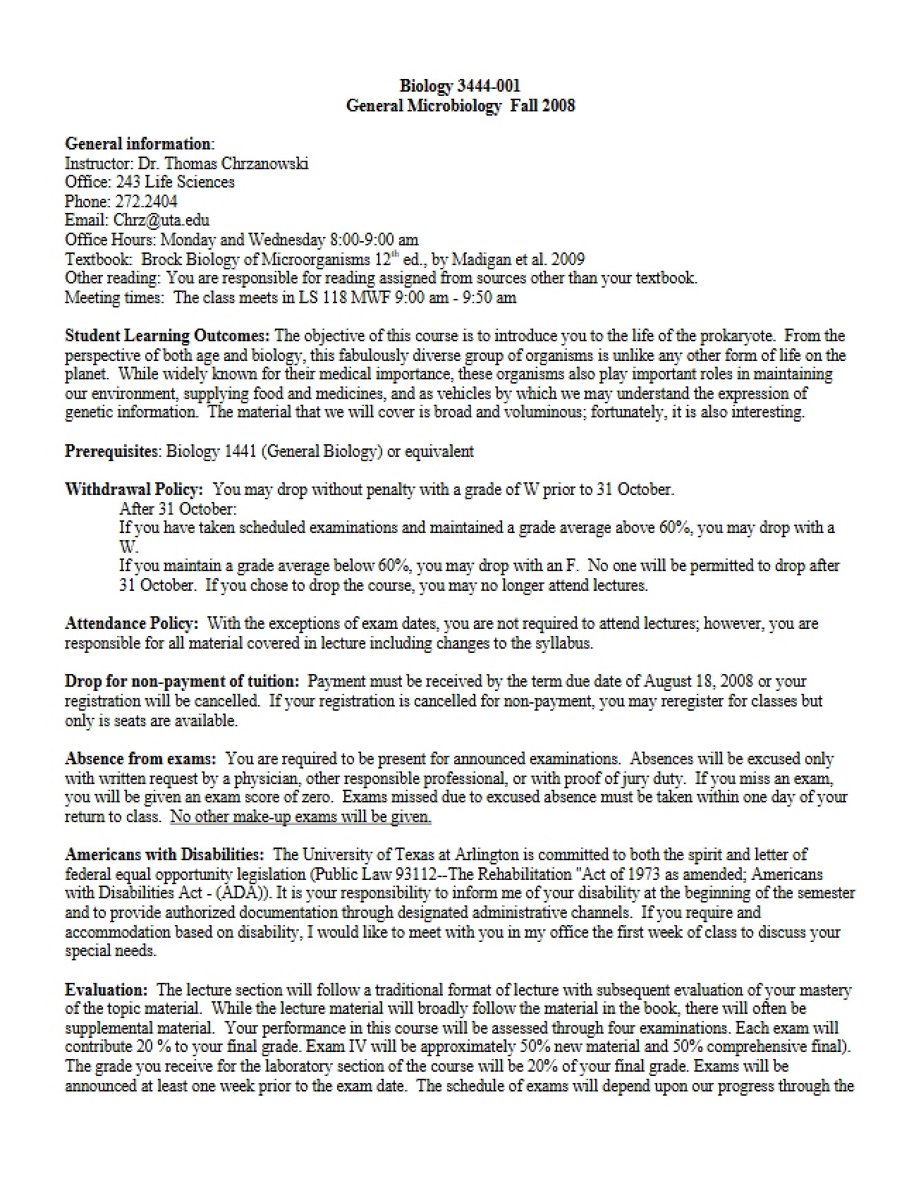 Syllabus for BIOL 3444