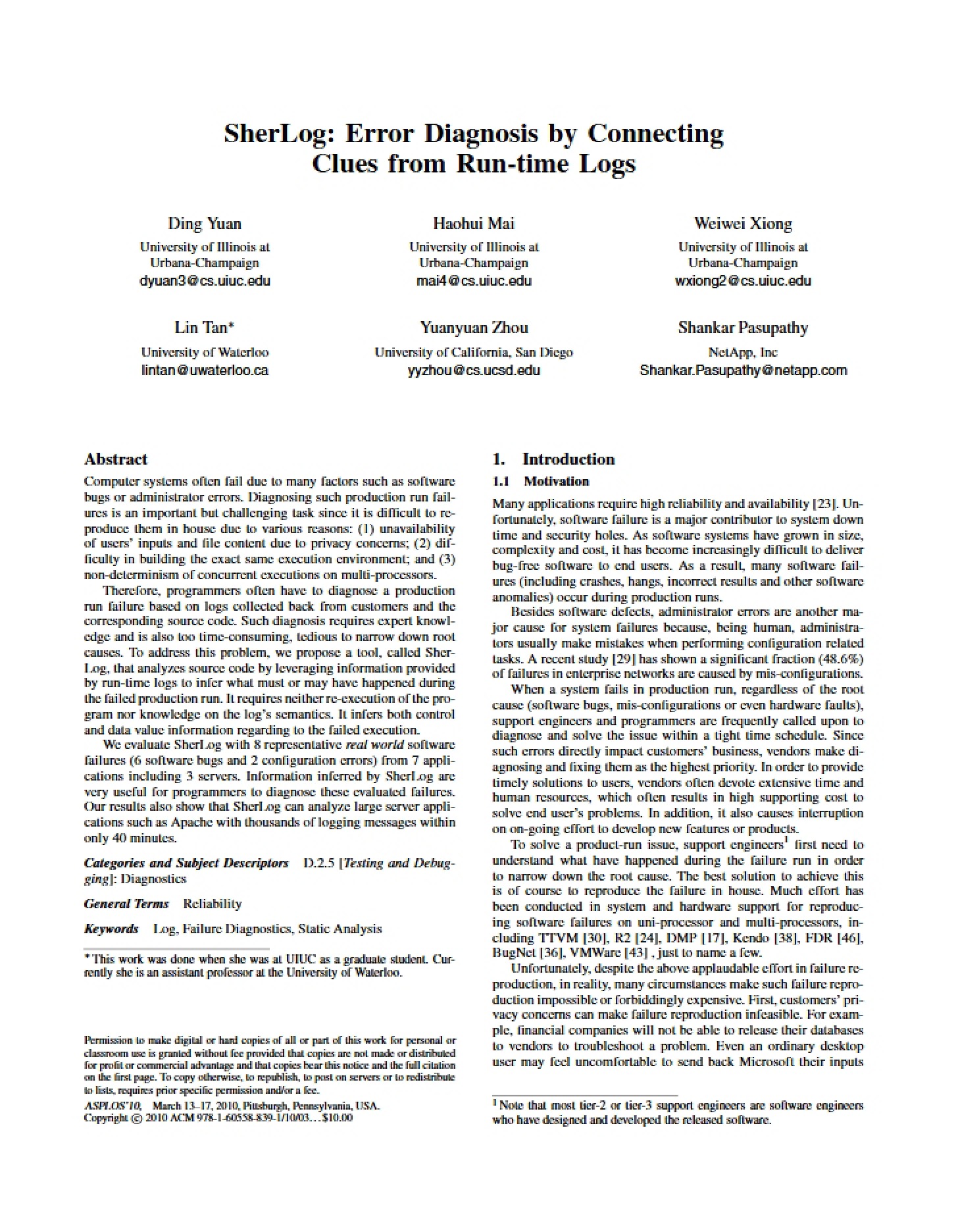 Runtime Log Clues Error Diagnosis