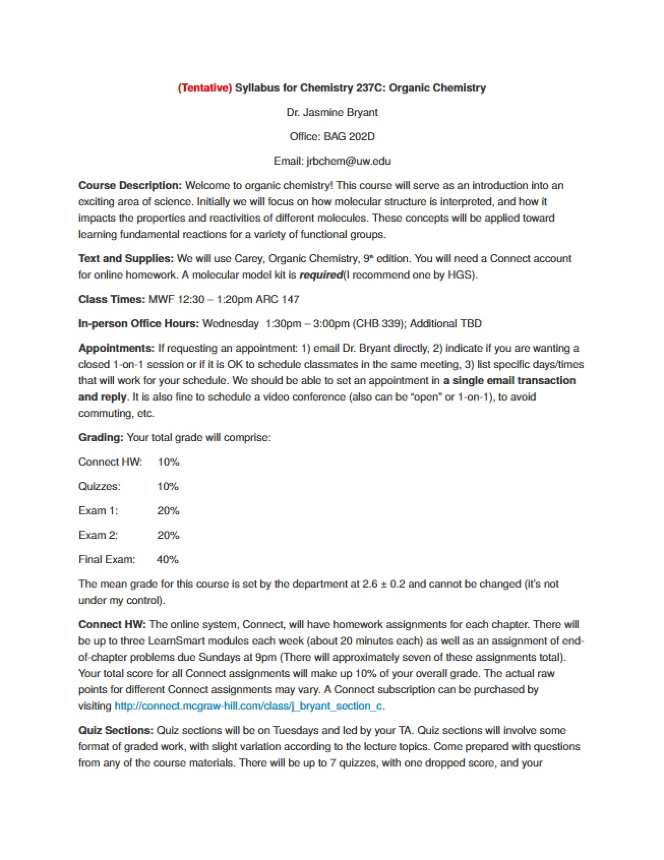 Syllabus for Chem 237