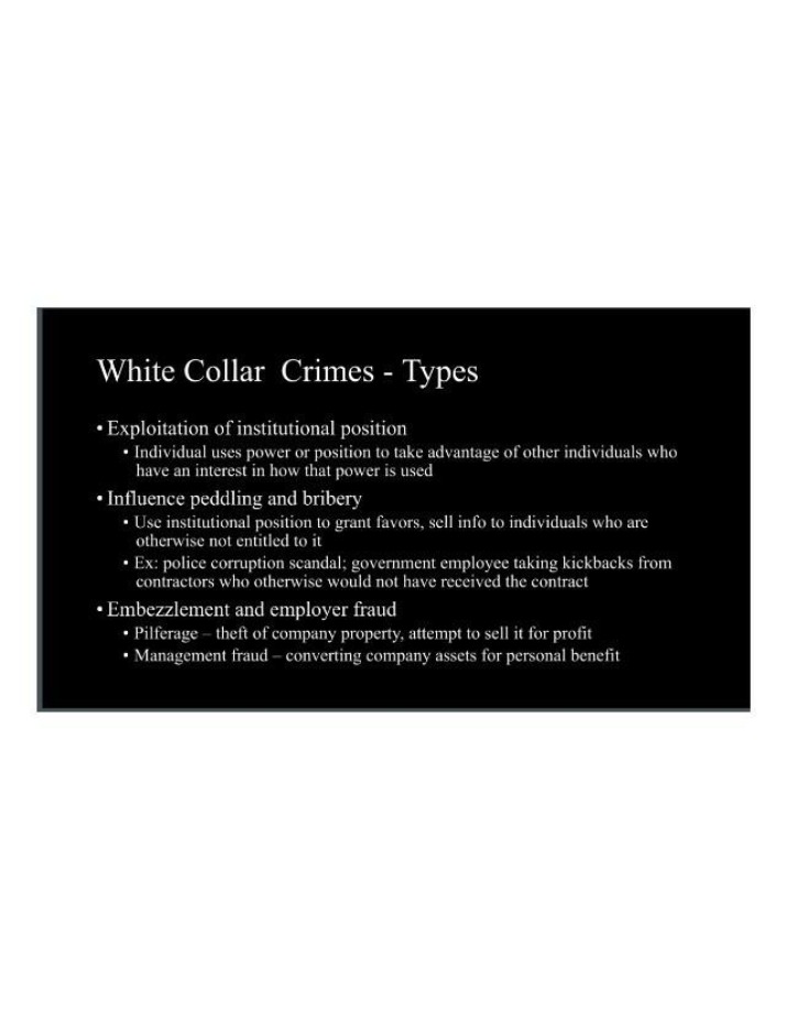 Types of White Collar Crimes